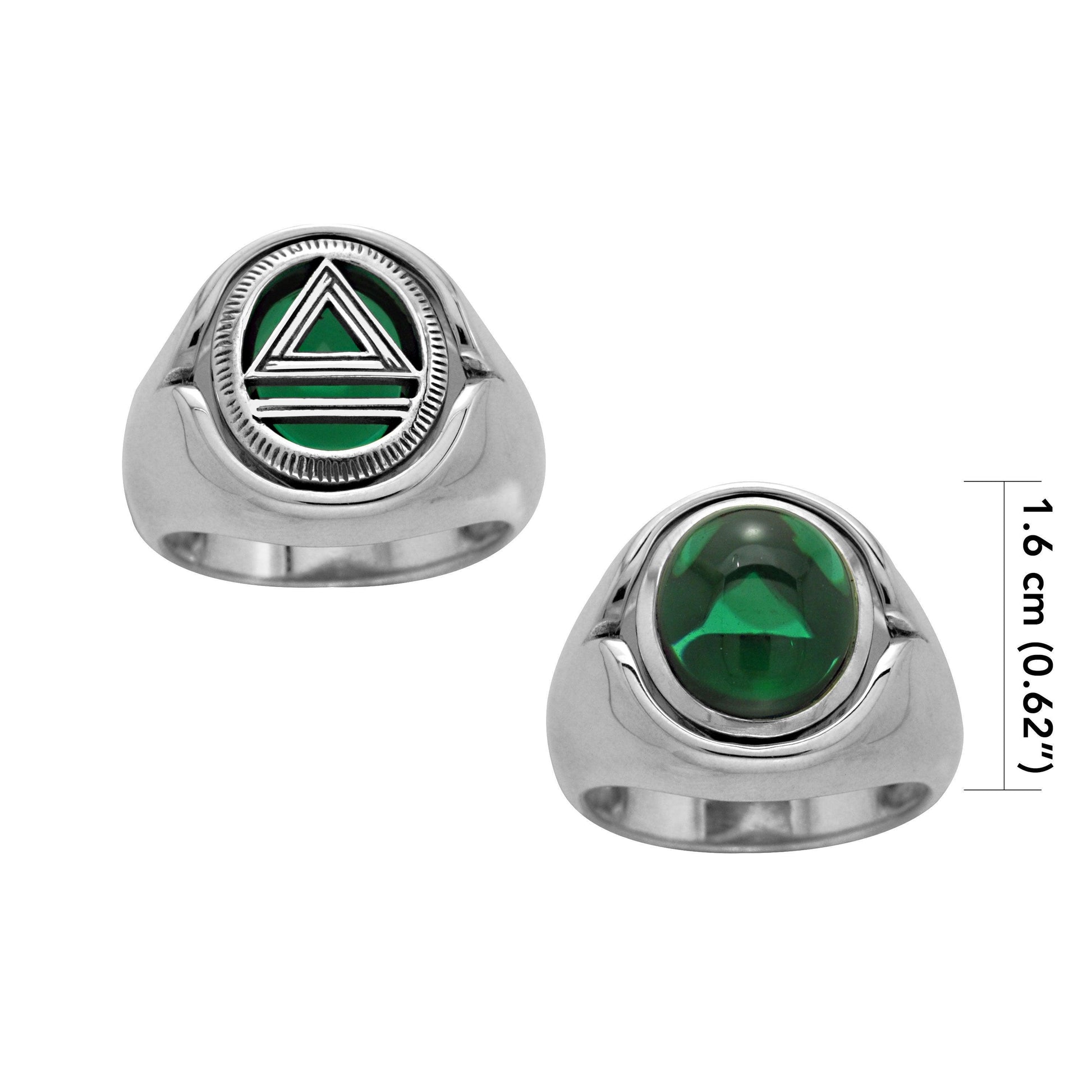 System Energy Symbol Silver Flip Ring with Gemstone TRI1134 - peterstone.dropshipping