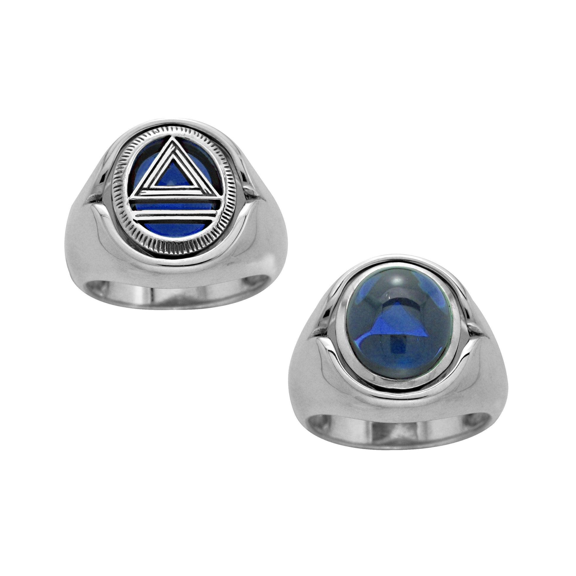 System Energy Symbol Silver Flip Ring with Gemstone TRI1134 - peterstone.dropshipping