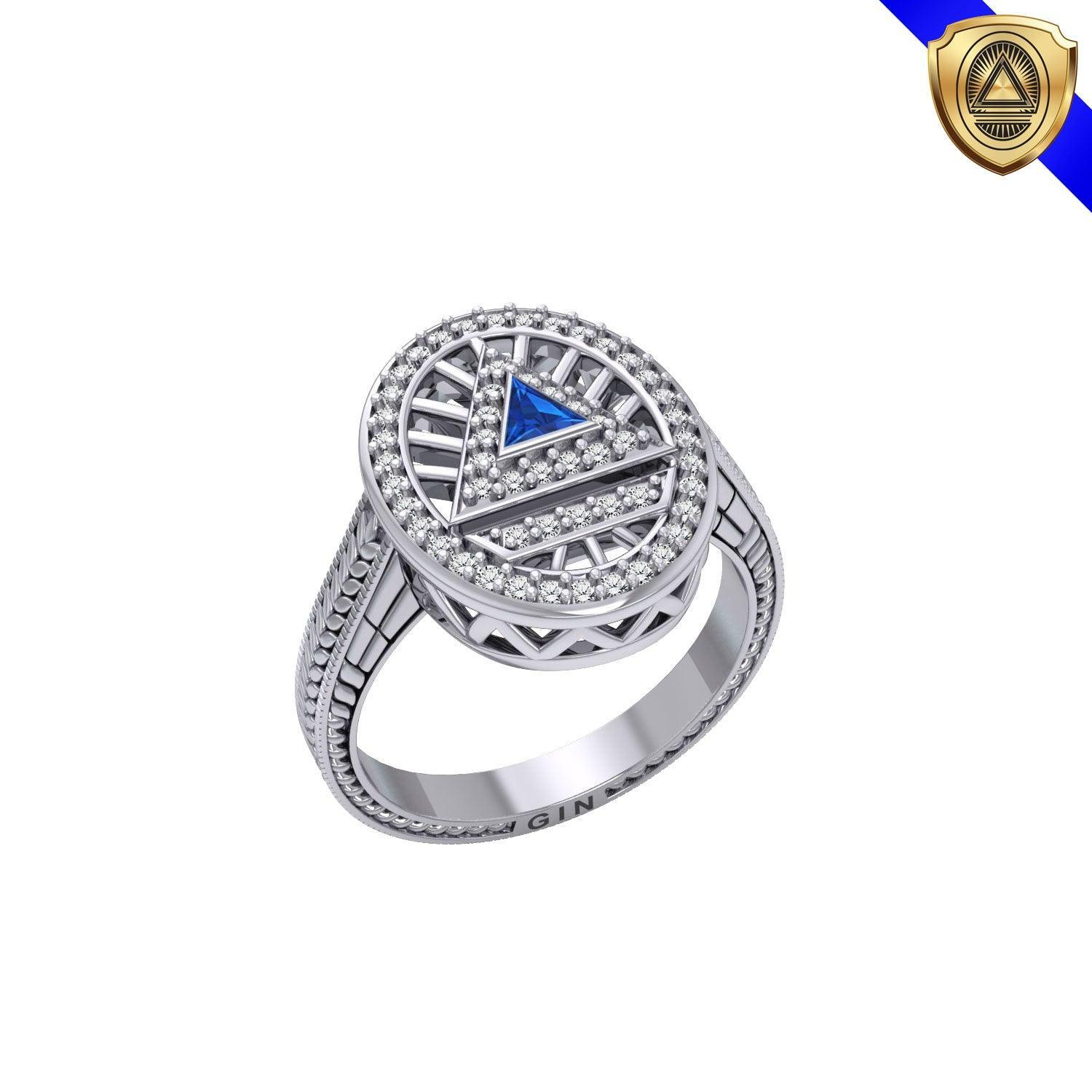 System Energy Symbol Silver Ring with Gemstone TRI1149 - peterstone.dropshipping