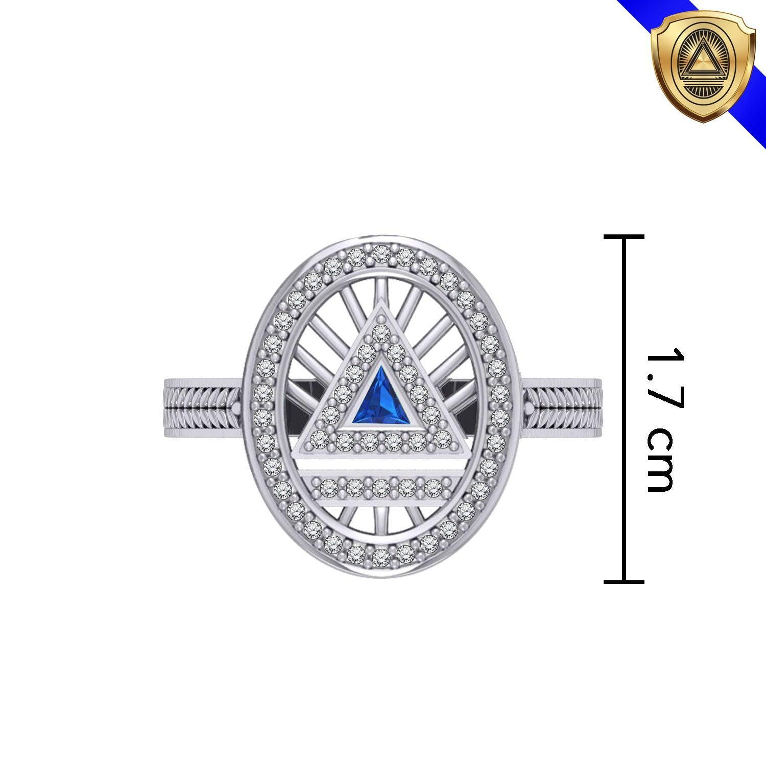 System Energy Symbol Silver Ring with Gemstone TRI1149 - peterstone.dropshipping