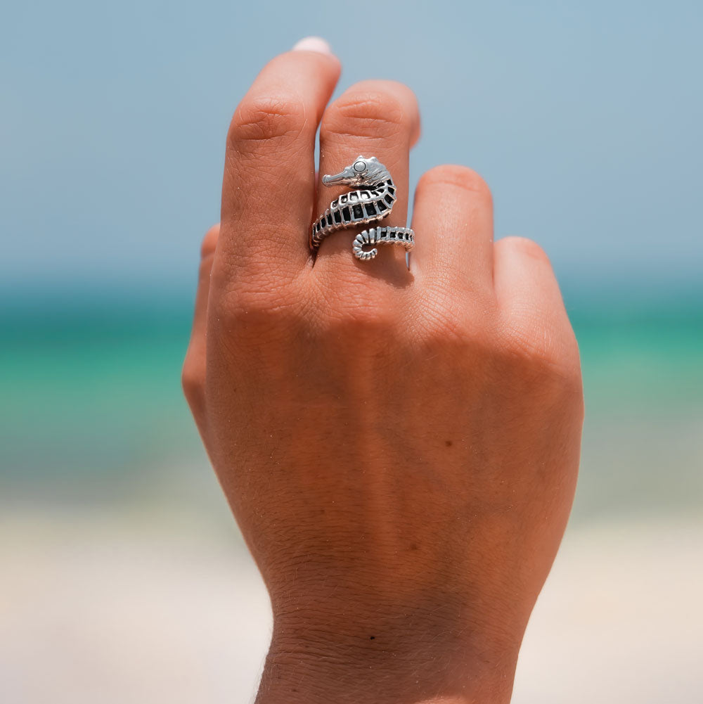 Large Seahorse Sterling Silver Wrap Ring TRI1859