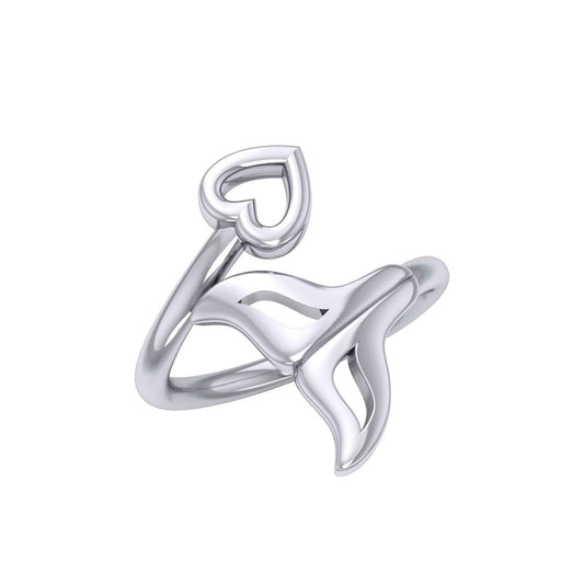 Whale Tail with Heart Wrap Ring TRI2342