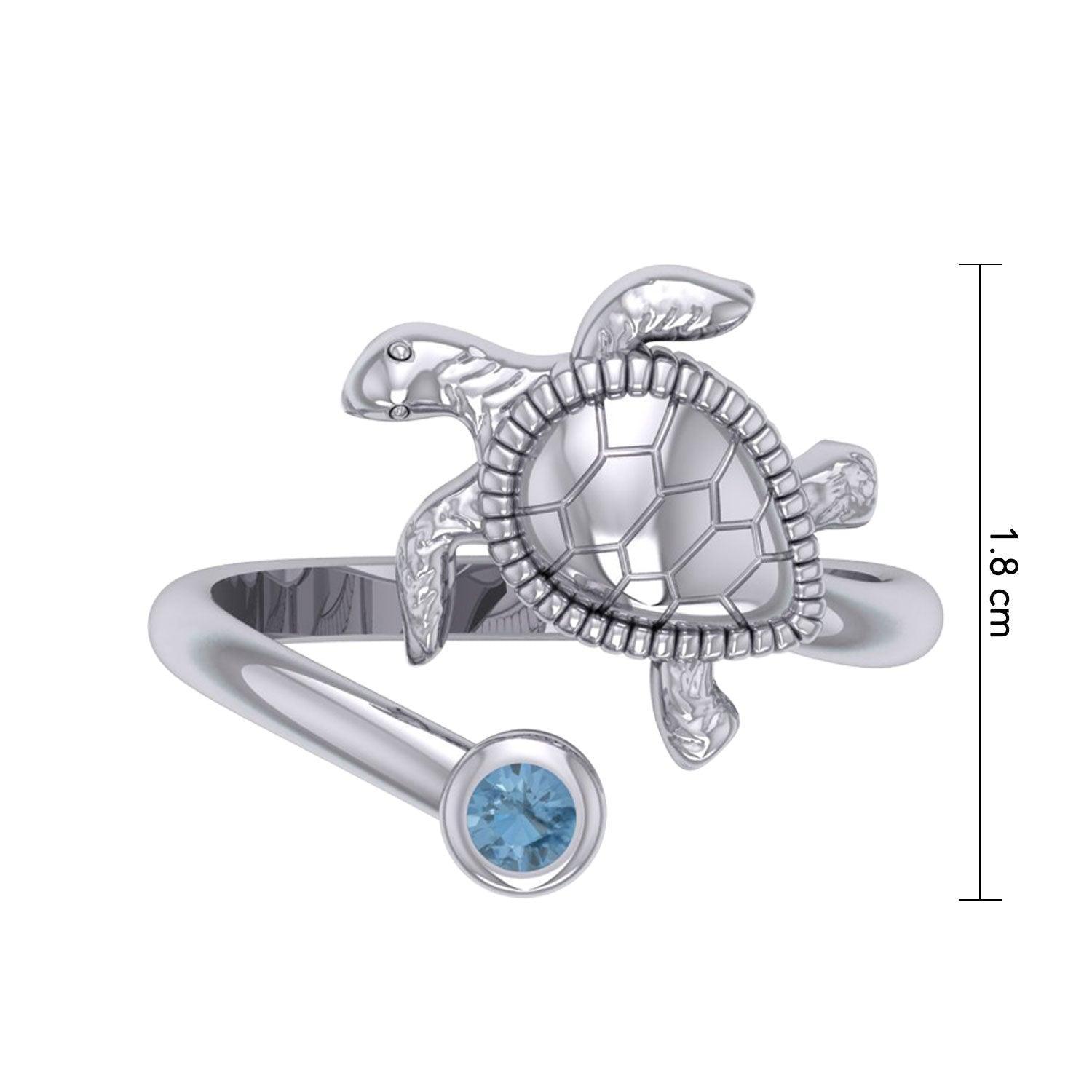 Turtle Sterling Silver with Gemstone Ring TRI2343