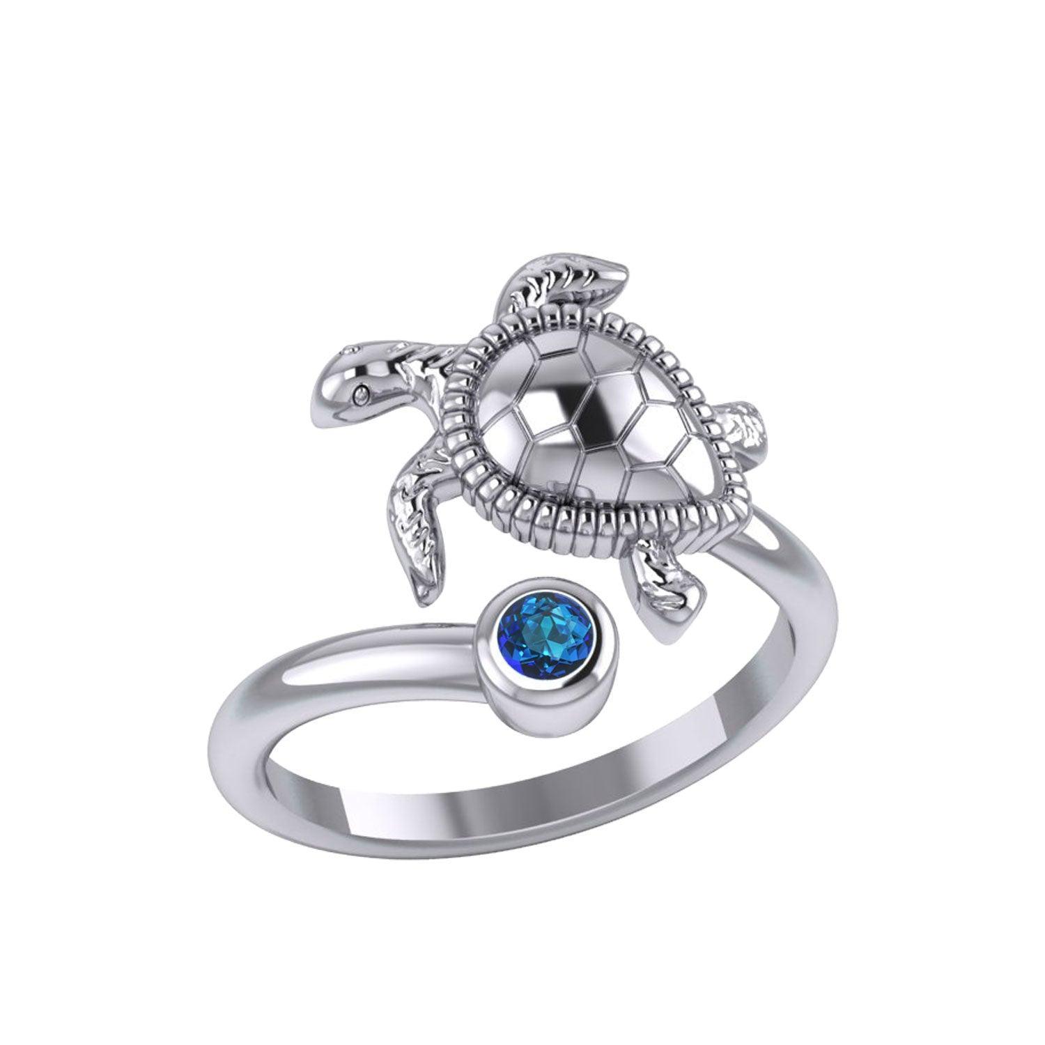 Turtle Sterling Silver with Gemstone Ring TRI2343