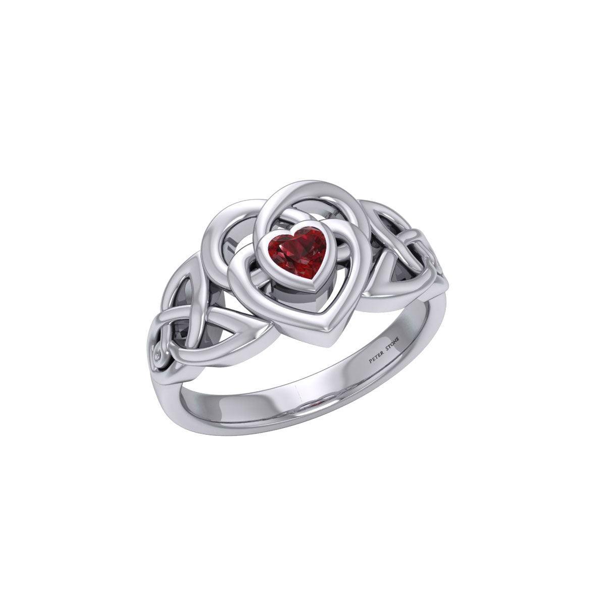 Celtic Knotwork Heart Ring With Heart Gemstone TRI2381