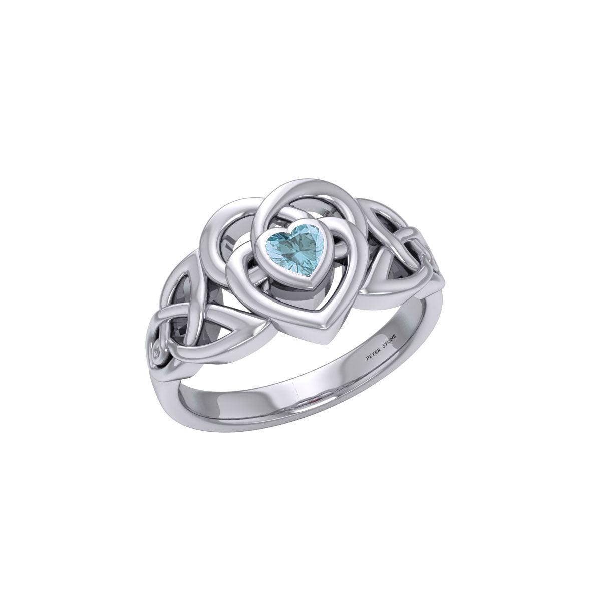 Celtic Knotwork Heart Ring With Heart Gemstone TRI2381