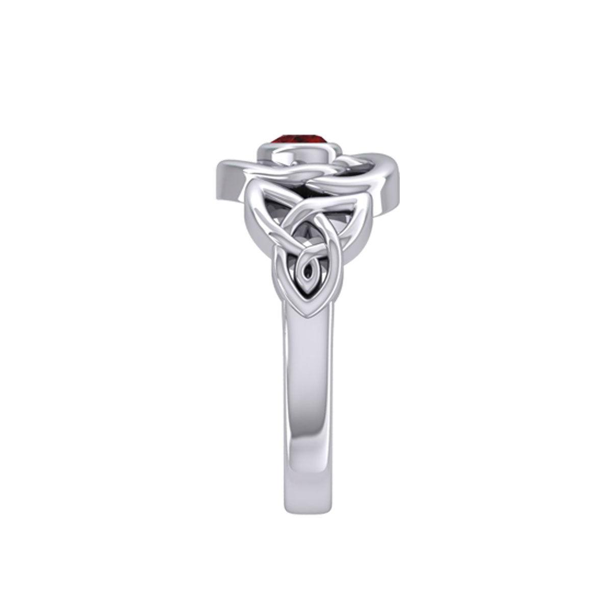 Celtic Knotwork Heart Ring With Heart Gemstone TRI2381