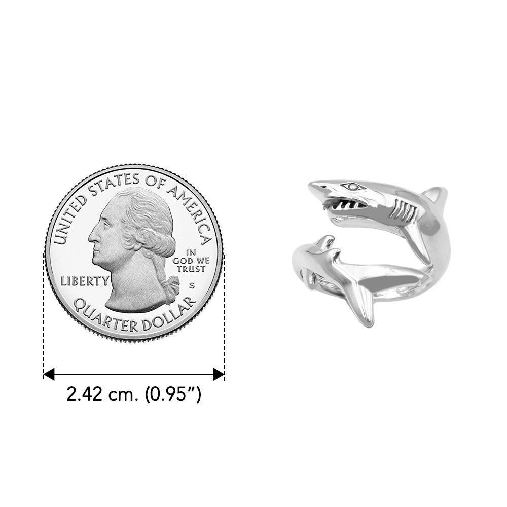 The Great White Shark Sterling Silver Wrap Ring by DiveSilver TRI2540