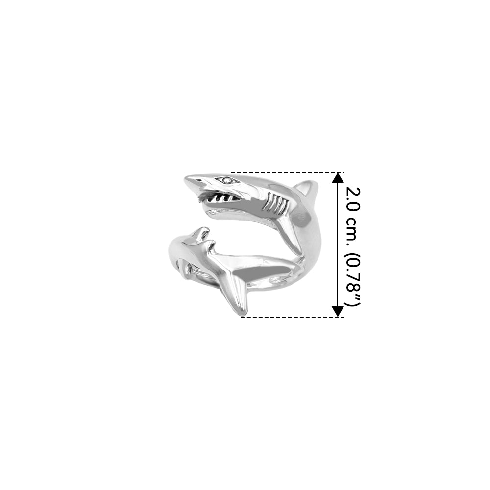 The Great White Shark Sterling Silver Wrap Ring by DiveSilver TRI2540