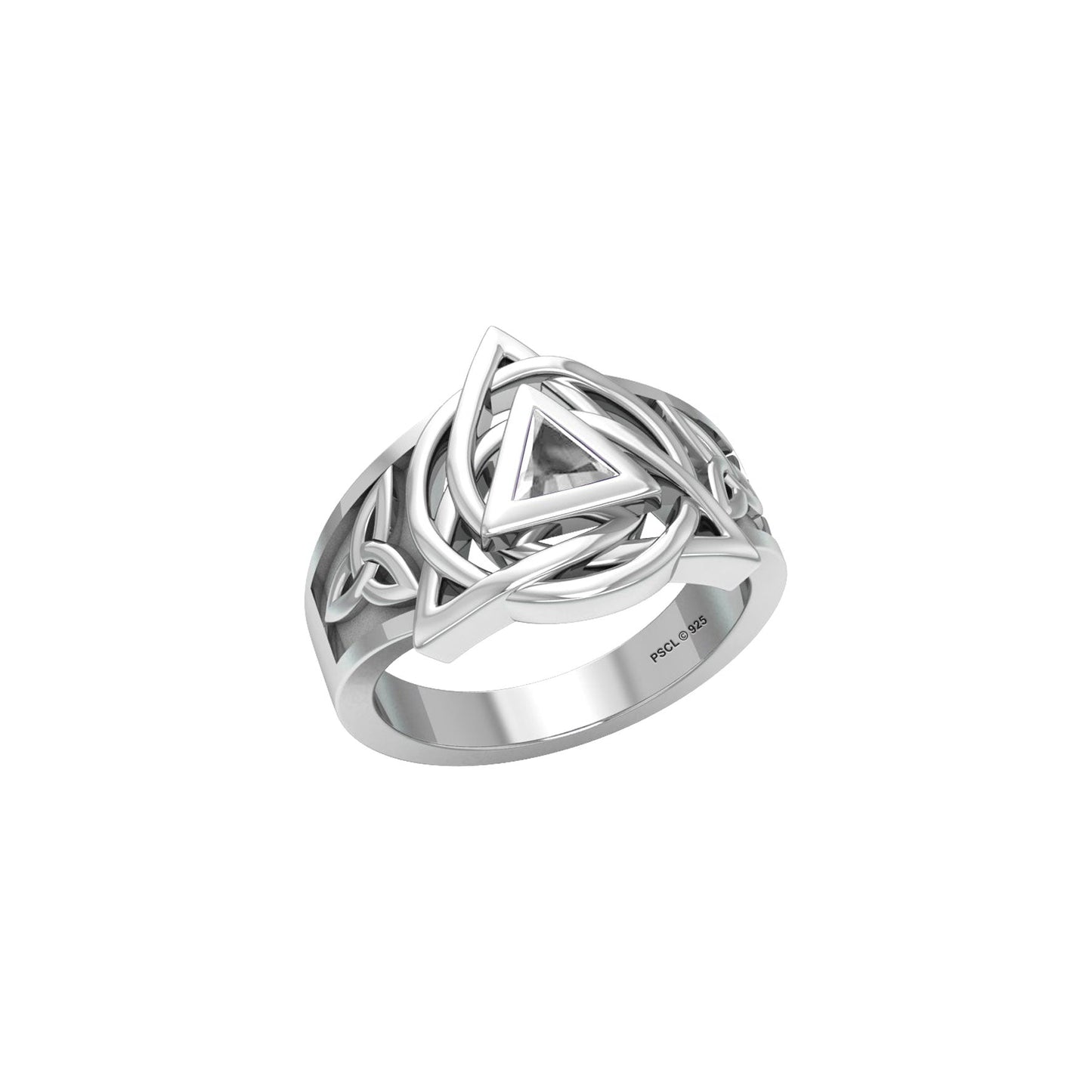 Peter Stone Celtic triquetra with AA Recovery Gemstone Sterling Silver Ring TRI2550