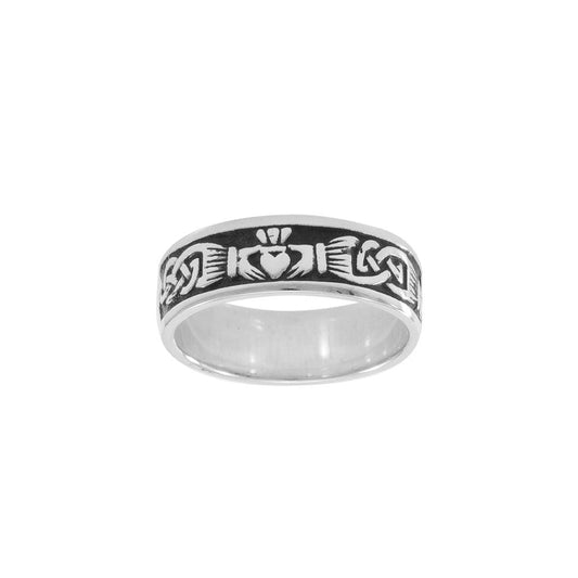 In a thousand years of love and eternity ~ Celtic Knotwork Claddagh Sterling Silver Ring TRI969