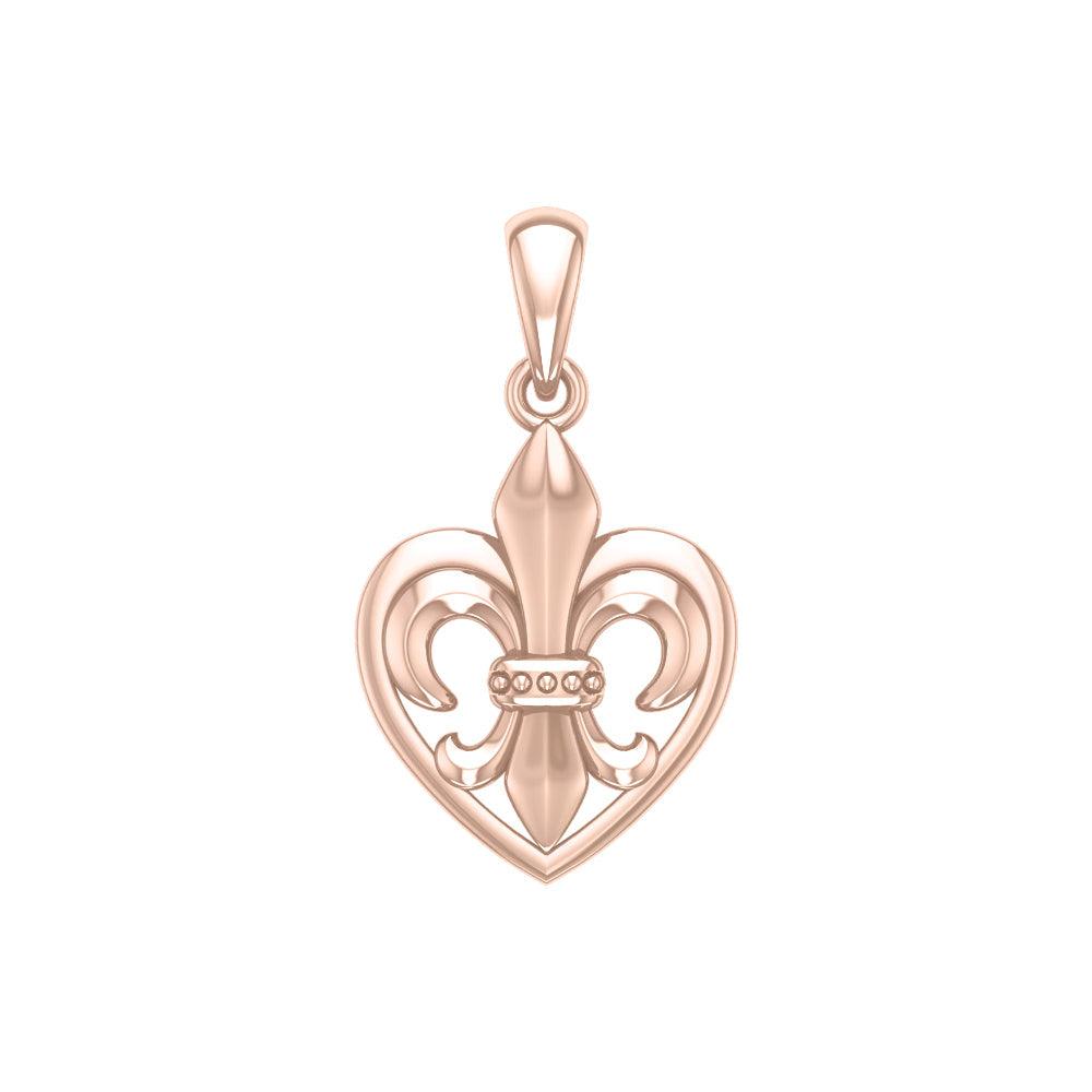 A powerful Rose Gold Jewelry Pendant Fleur-de-Lis and Heart UPD6067