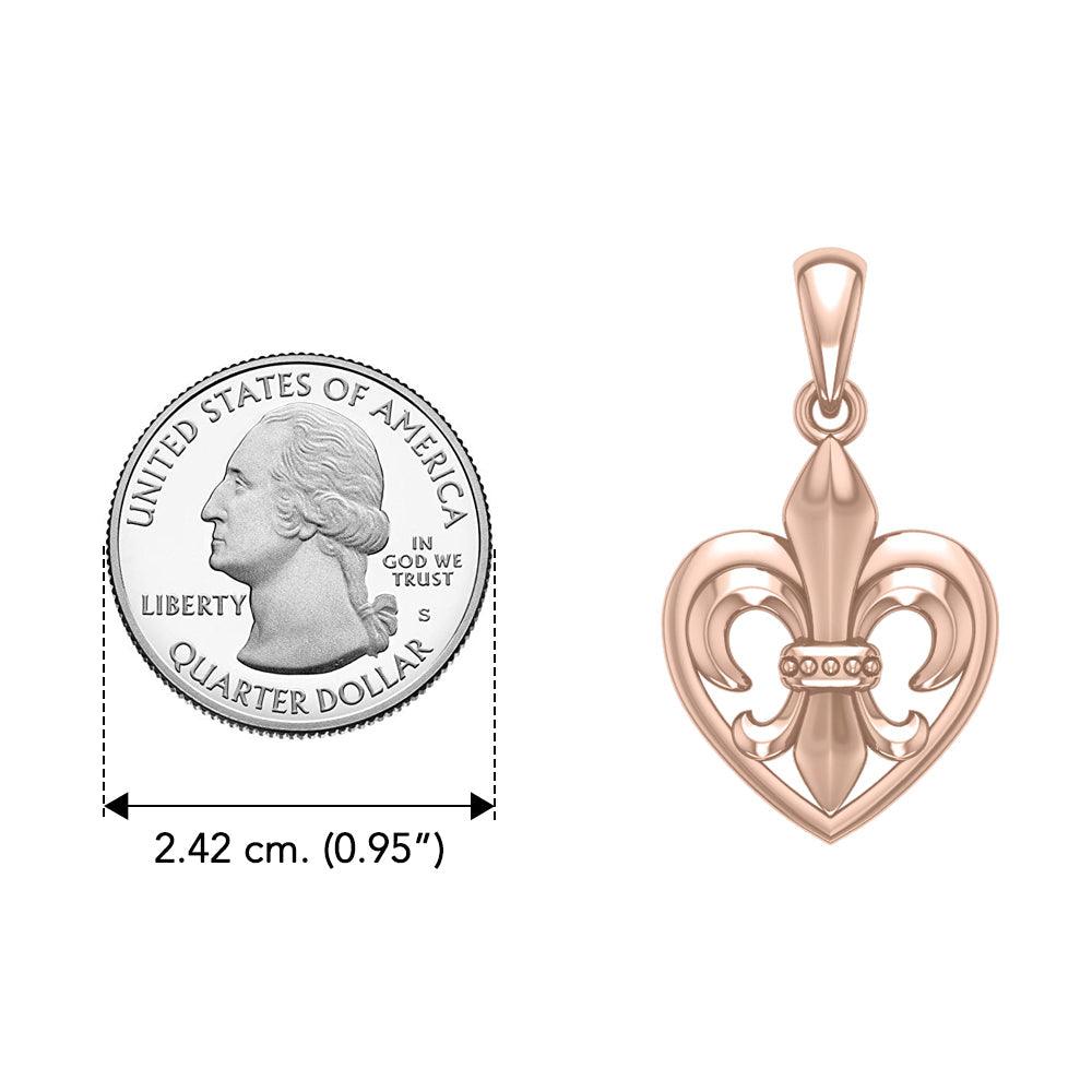 A powerful Rose Gold Jewelry Pendant Fleur-de-Lis and Heart UPD6067