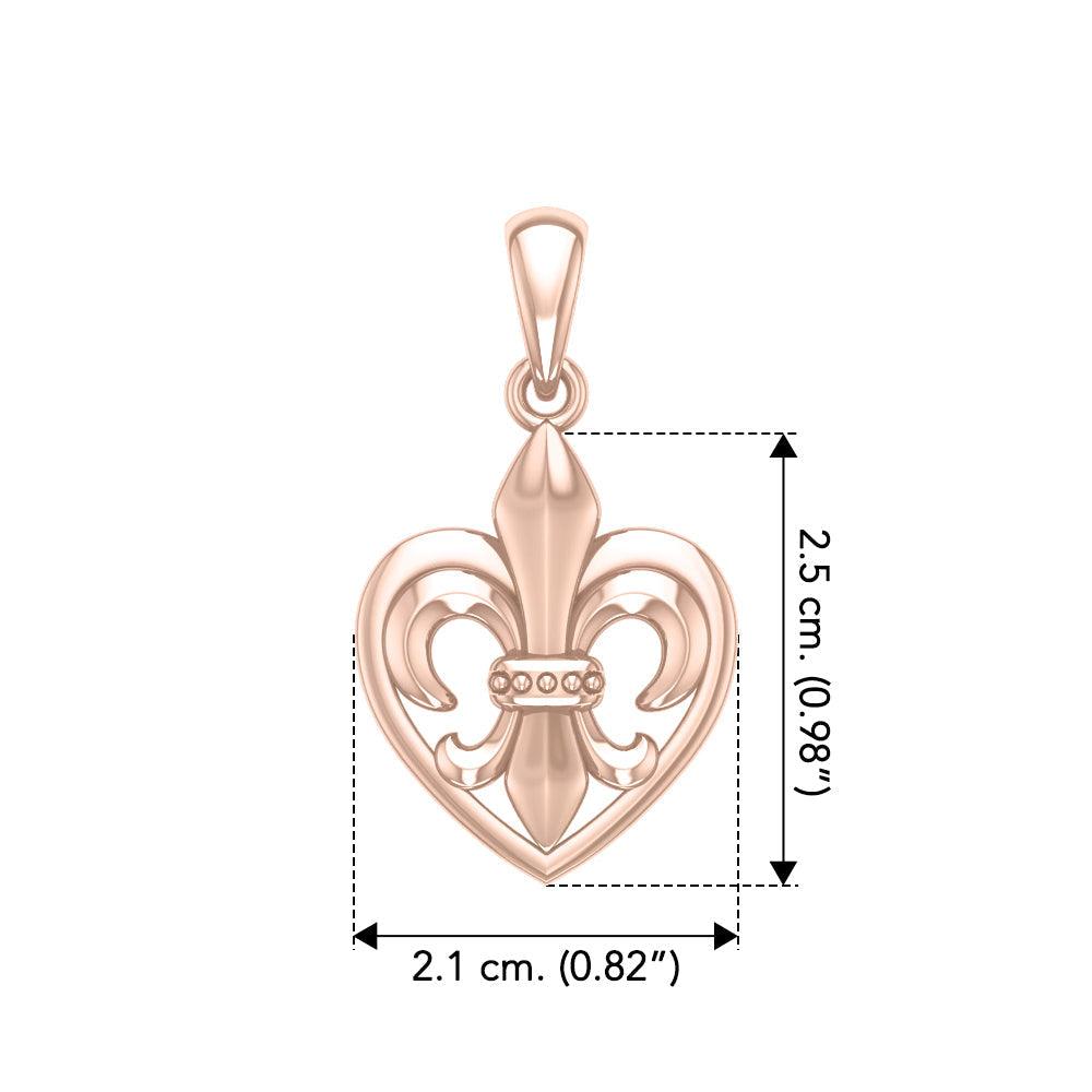 A powerful Rose Gold Jewelry Pendant Fleur-de-Lis and Heart UPD6067