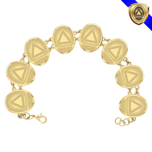 System Energy Symbol Gold Vermeil Plate on Silver Bracelet VBL266 - peterstone.dropshipping