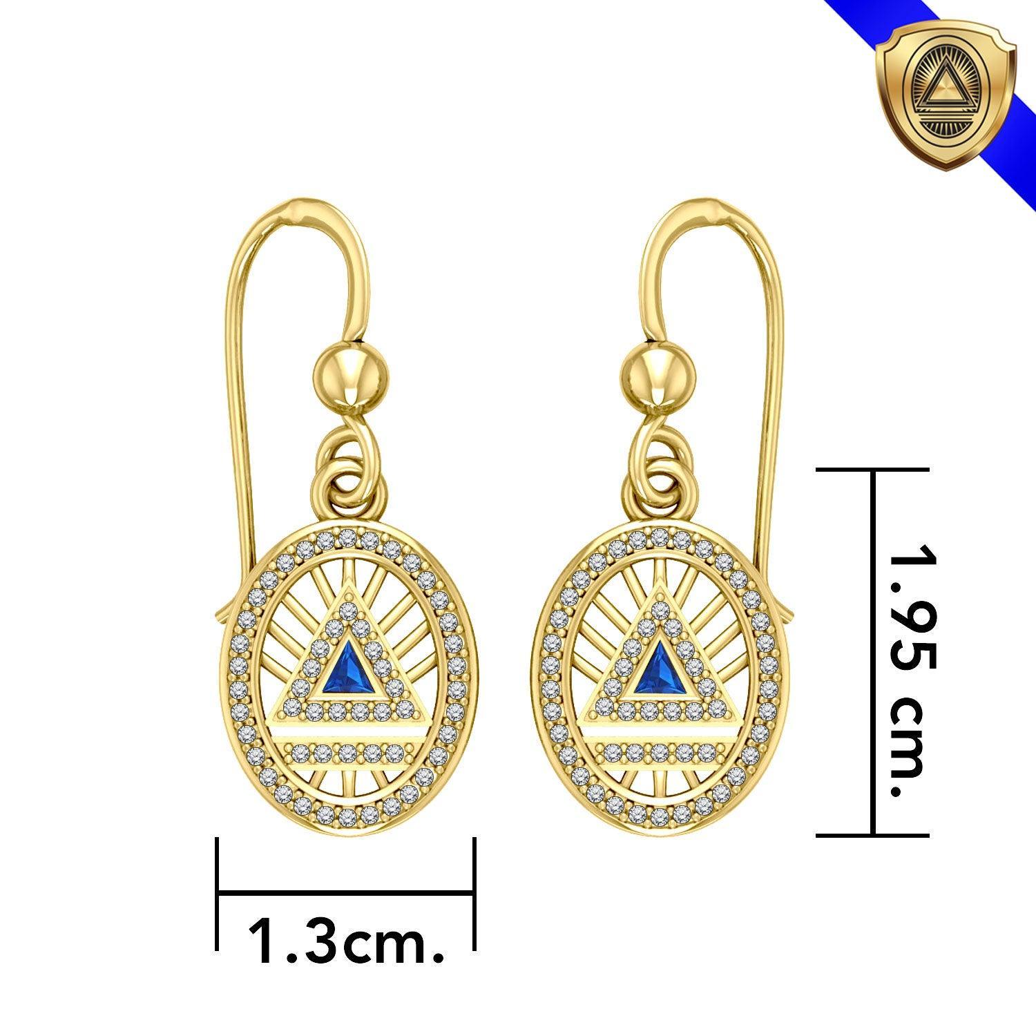 System Energy Symbol Gold Vermeil Plate on Silver Earrings with Gemstone VER1278 - peterstone.dropshipping