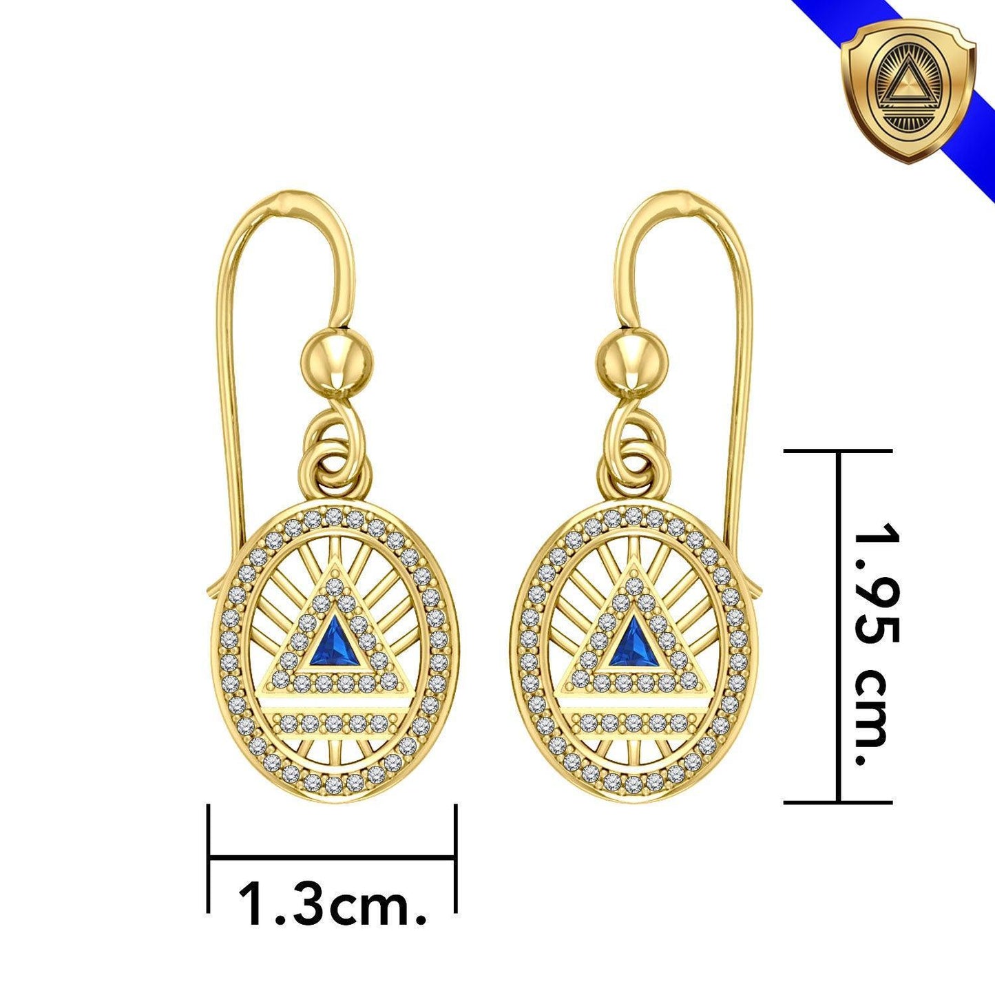 System Energy Symbol Gold Vermeil Plate on Silver Set with Gemstone VPD3694-VER1278 - peterstone.dropshipping