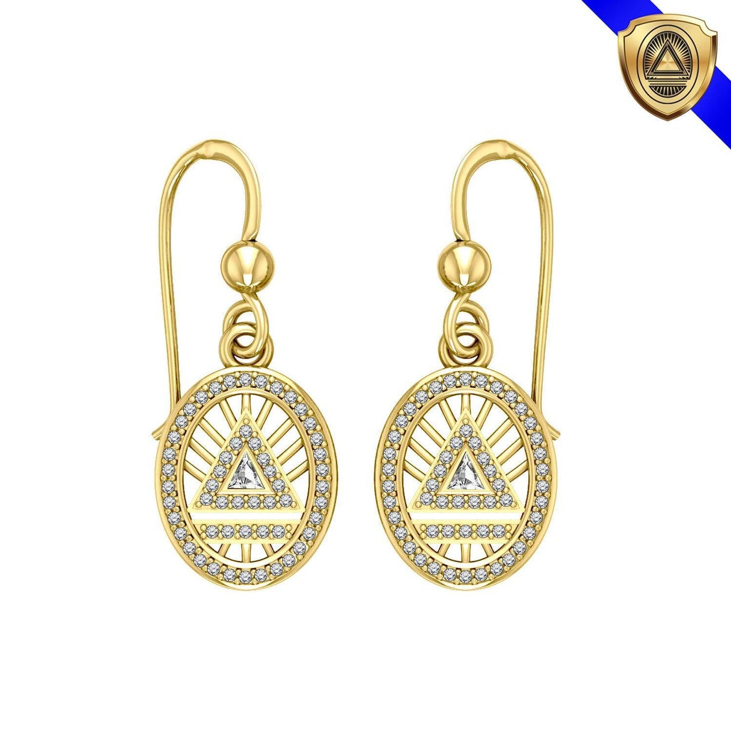 System Energy Symbol Gold Vermeil Plate on Silver Earrings with Gemstone VER1278 - peterstone.dropshipping