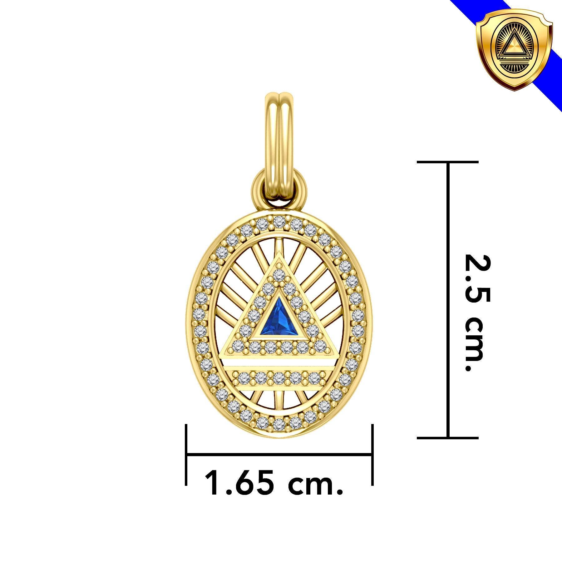 System Energy Symbol Gold Vermeil Plate on Silver Pendant with Gemstone VPD3694 - peterstone.dropshipping