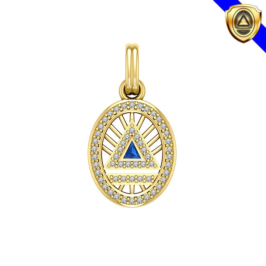 System Energy Symbol Gold Vermeil Plate on Silver Pendant with Gemstone VPD3694 - peterstone.dropshipping