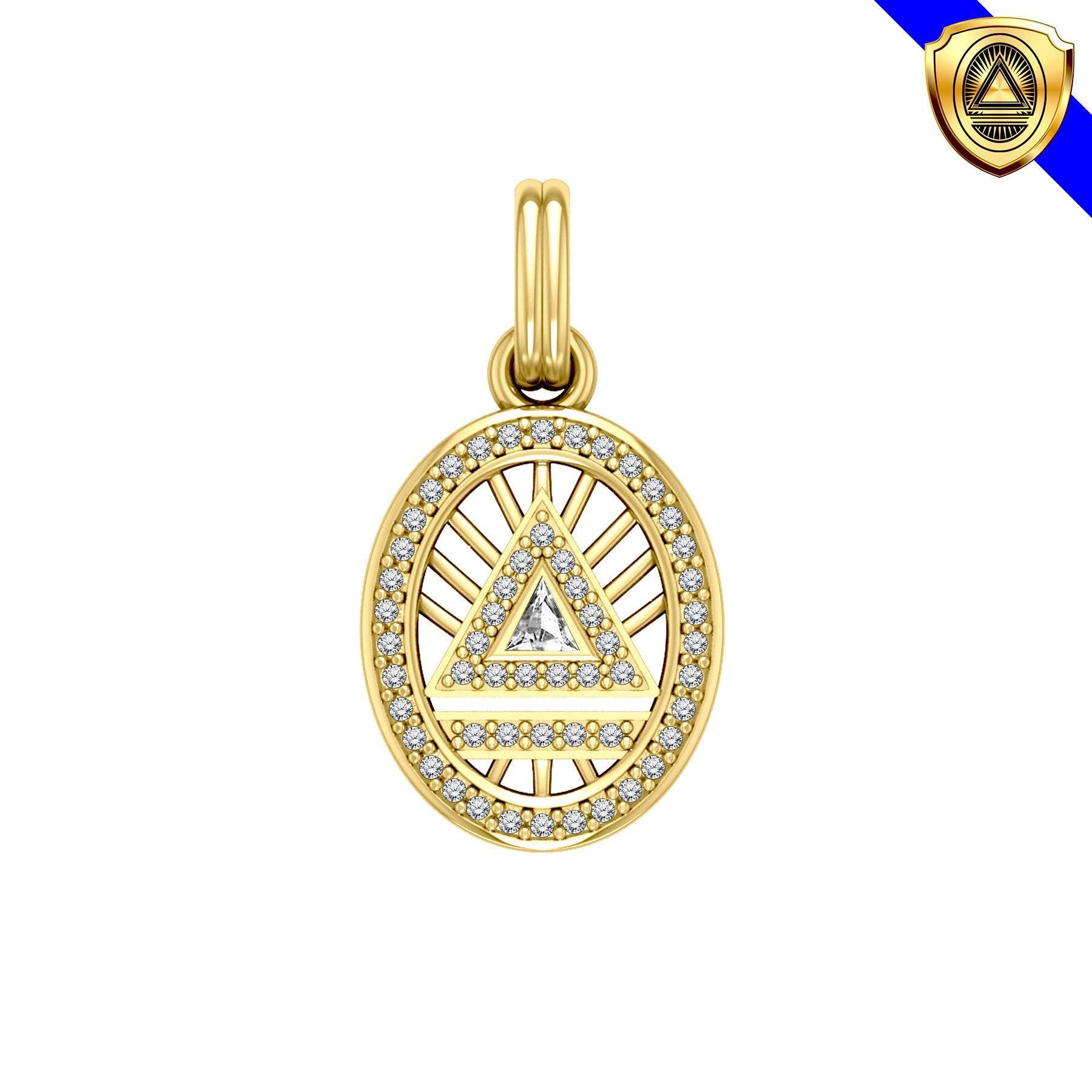 System Energy Symbol Gold Vermeil Plate on Silver Pendant with Gemstone VPD3694 - peterstone.dropshipping