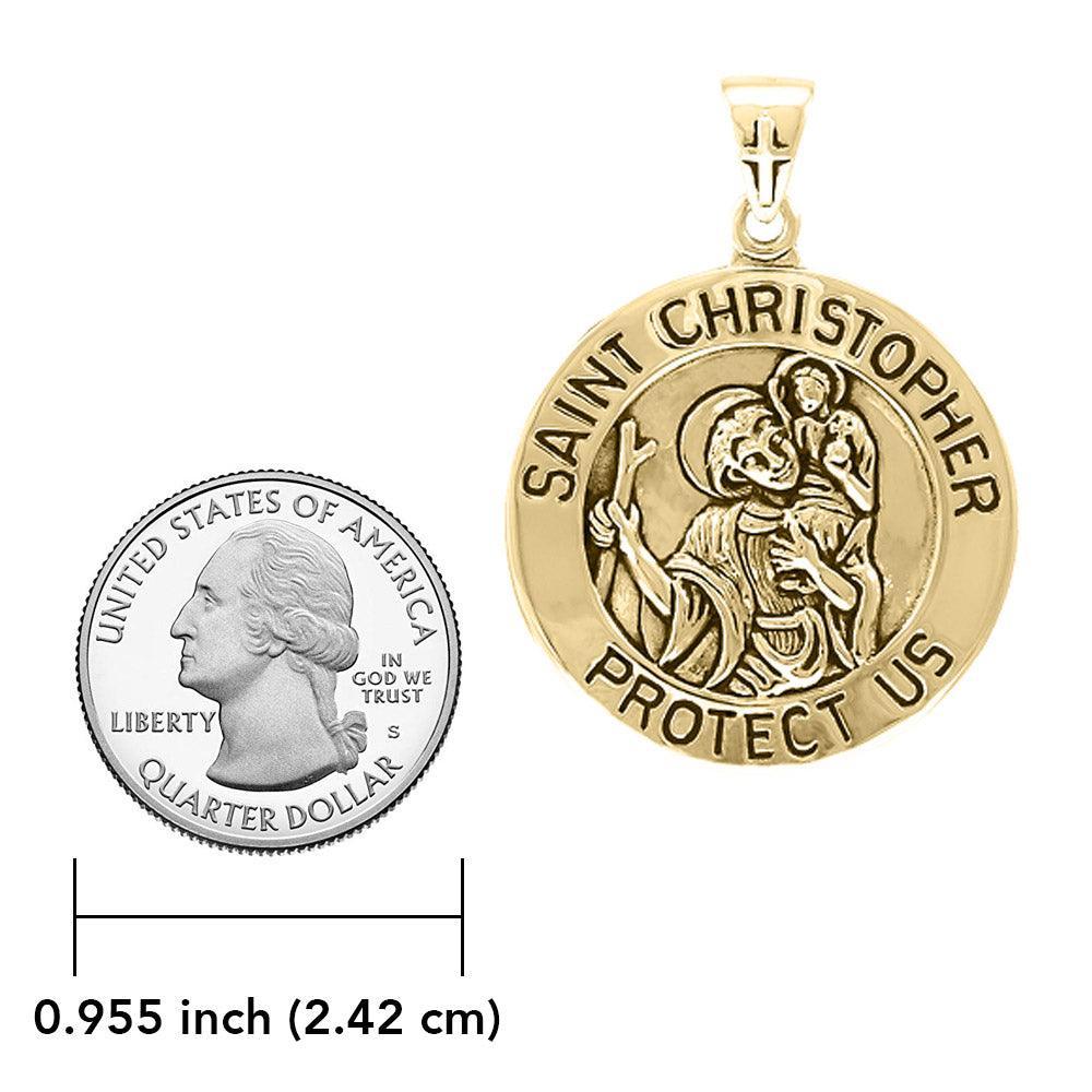 Saint Christopher Gold Vermeil Plate on Silver Pendant VPD4563 - peterstone.dropshipping