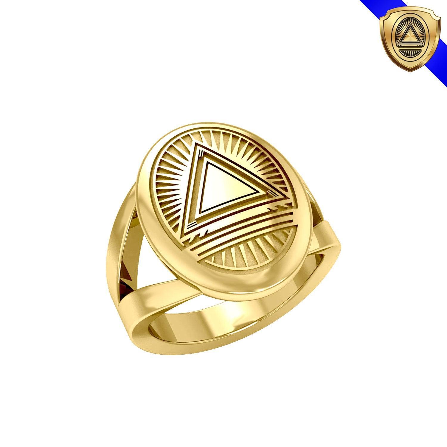 System Energy Symbol Gold Plate on Silver Ring VRI1037 - peterstone.dropshipping