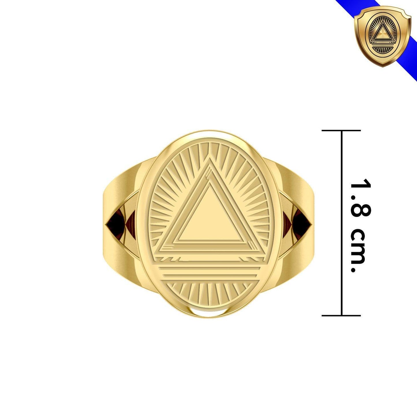 System Energy Symbol Gold Plate on Silver Ring VRI1037 - peterstone.dropshipping