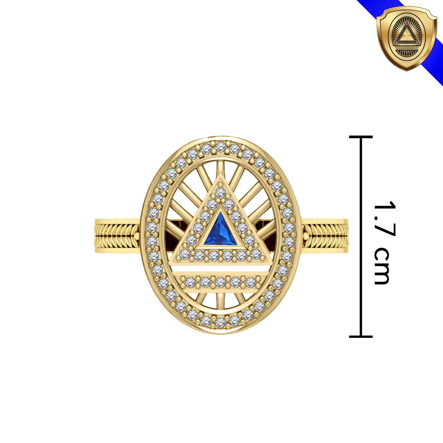 System Energy Symbol Gold Vermeil Plate on Silver Ring with Gemstone VRI1149 - peterstone.dropshipping