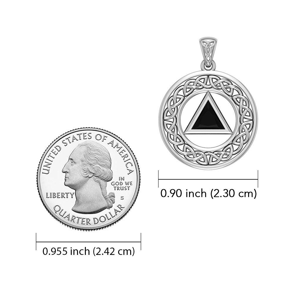 AA Recovery with Celtic Boarder 14K White Gold Pendant WPD3938