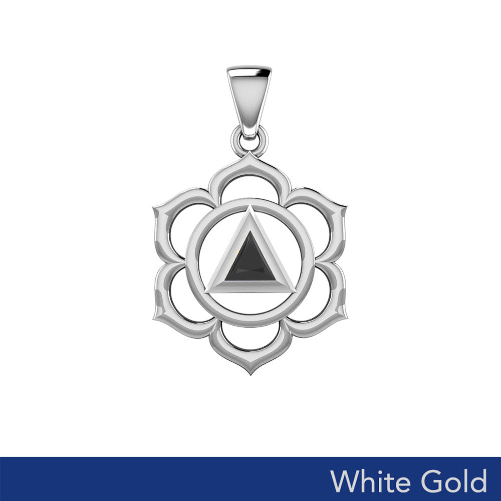 Chakra Recovery Pendant Solid White Gold with Gemstone WPD5838