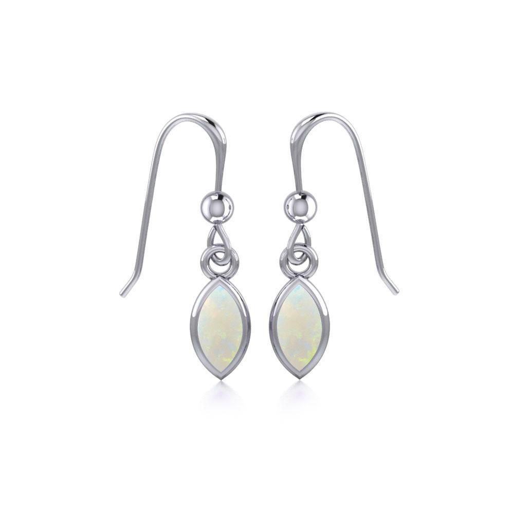 Elegance in Sterling Silver with Small Marquise Cabochon Dangle Earrings TE910