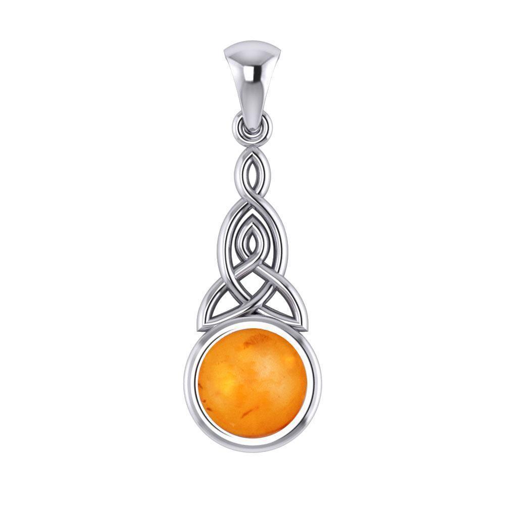 Eternity in the glorious world ~ Celtic Triquetra Sterling Silver Pendant Jewelry with Gemstone centerpiece TP2937