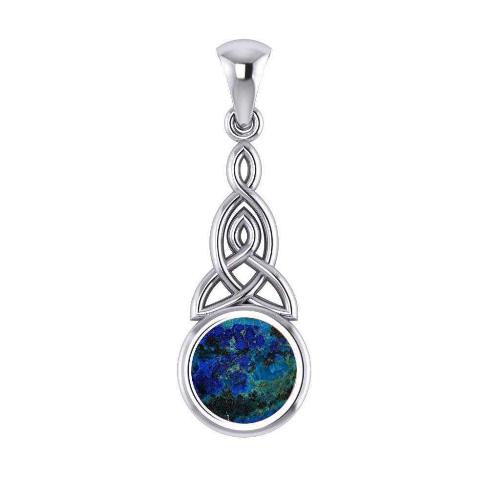 Eternity in the glorious world ~ Celtic Triquetra Sterling Silver Pendant Jewelry with Gemstone centerpiece TP2937