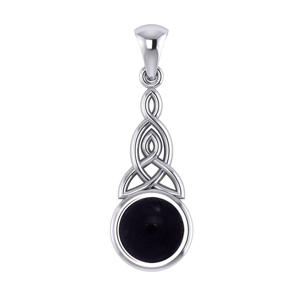 Eternity in the glorious world ~ Celtic Triquetra Sterling Silver Pendant Jewelry with Gemstone centerpiece TP2937