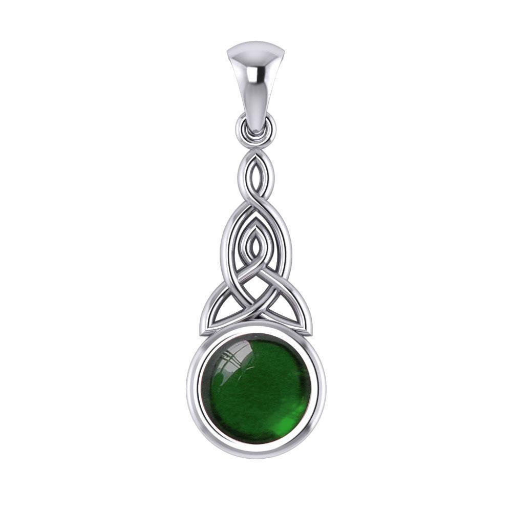 Eternity in the glorious world ~ Celtic Triquetra Sterling Silver Pendant Jewelry with Gemstone centerpiece TP2937