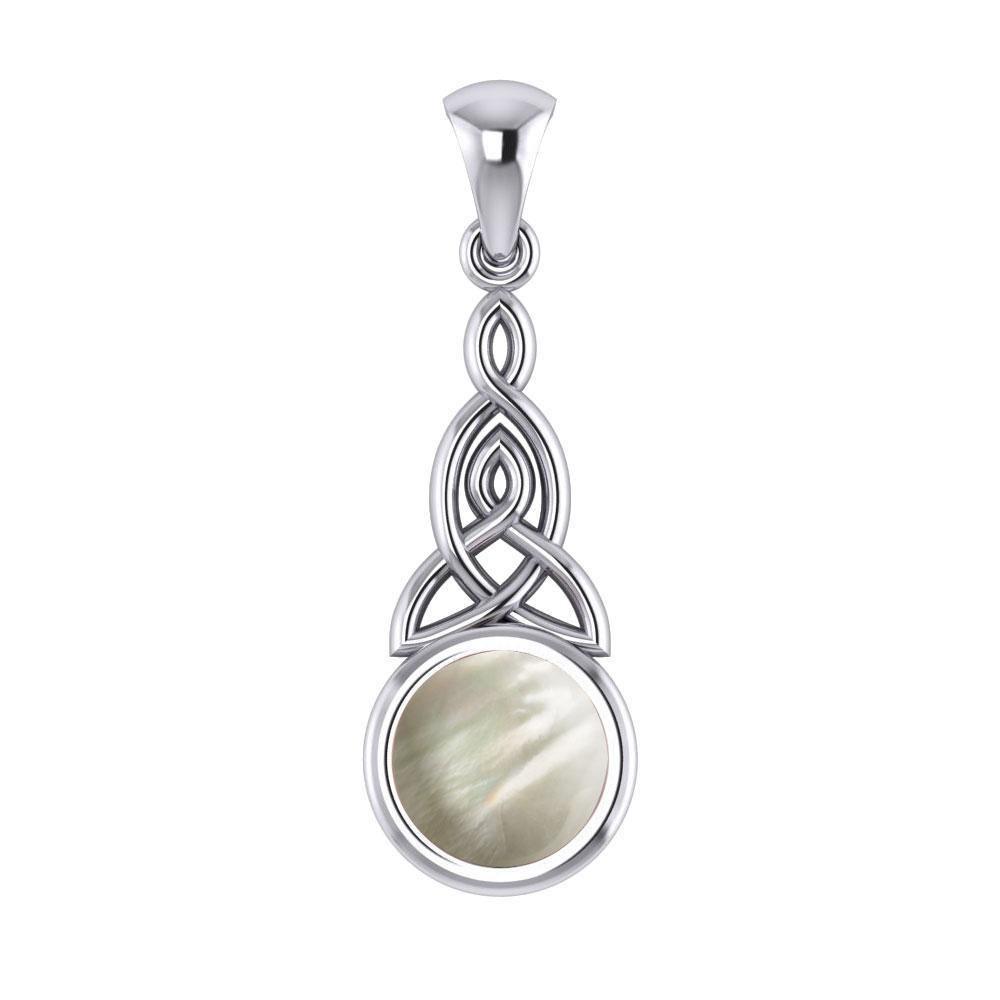 Eternity in the glorious world ~ Celtic Triquetra Sterling Silver Pendant Jewelry with Gemstone centerpiece TP2937