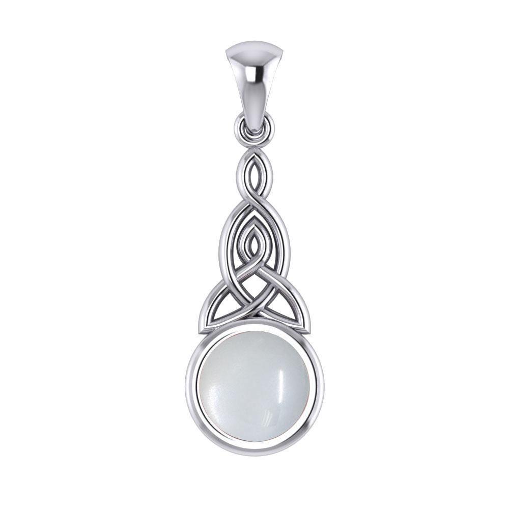 Eternity in the glorious world ~ Celtic Triquetra Sterling Silver Pendant Jewelry with Gemstone centerpiece TP2937