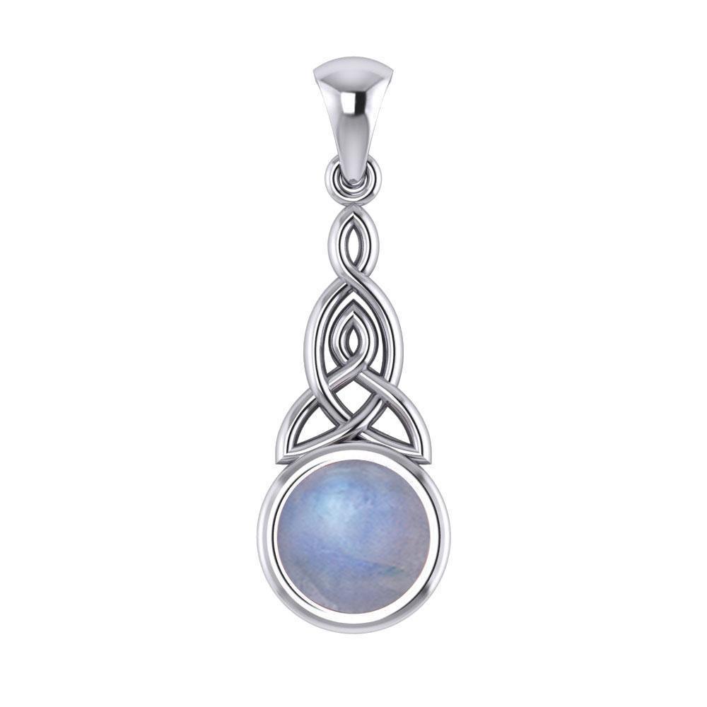 Eternity in the glorious world ~ Celtic Triquetra Sterling Silver Pendant Jewelry with Gemstone centerpiece TP2937