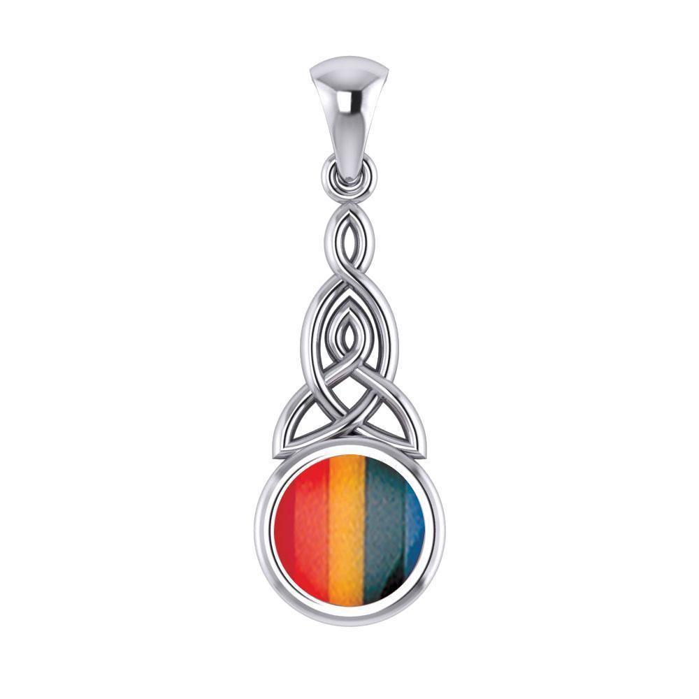 Eternity in the glorious world ~ Celtic Triquetra Sterling Silver Pendant Jewelry with Gemstone centerpiece TP2937