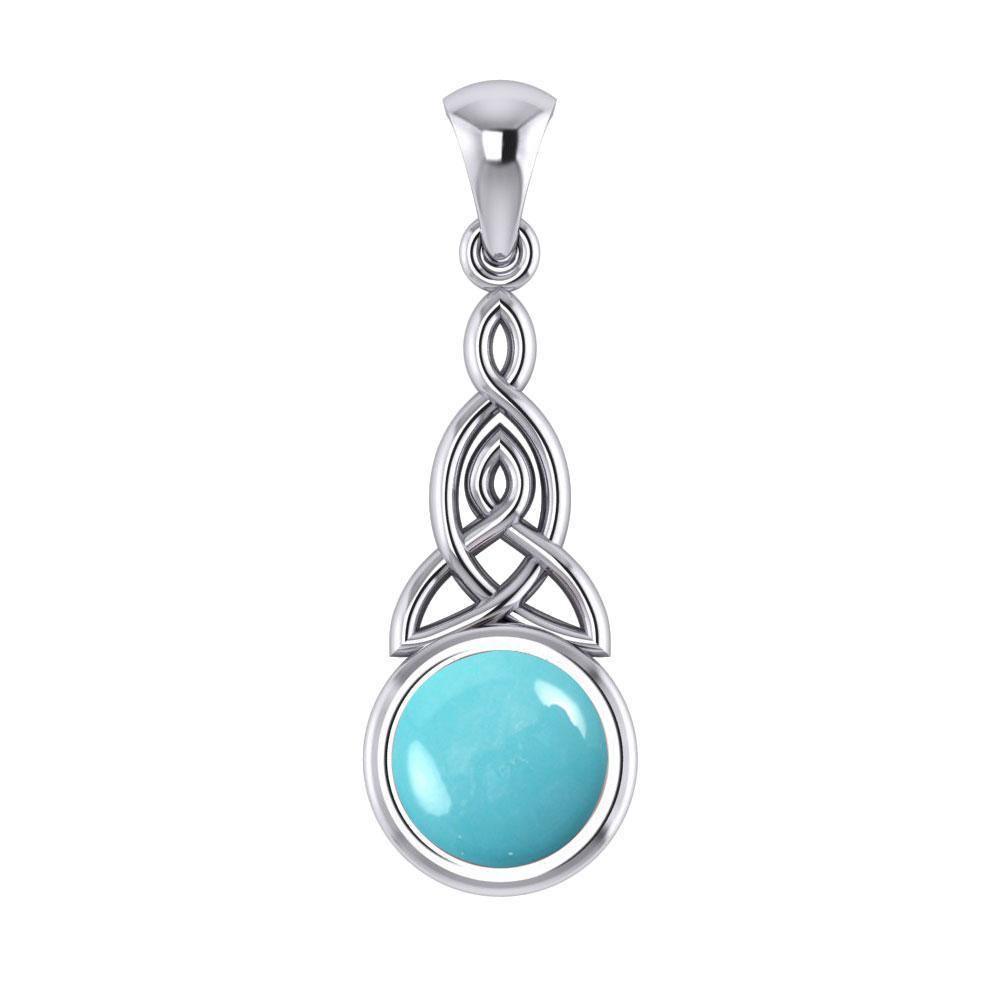 Eternity in the glorious world ~ Celtic Triquetra Sterling Silver Pendant Jewelry with Gemstone centerpiece TP2937