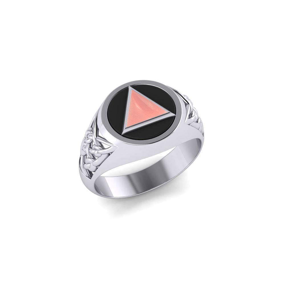 Celtic AA Recovery Symbol Sterling Silver Ring with Gemstone TR1020