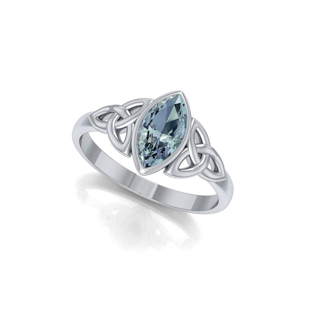 Endless and naturally eloquent ~ Sterling Silver Celtic Knotwork Ring with Gemstone TR556