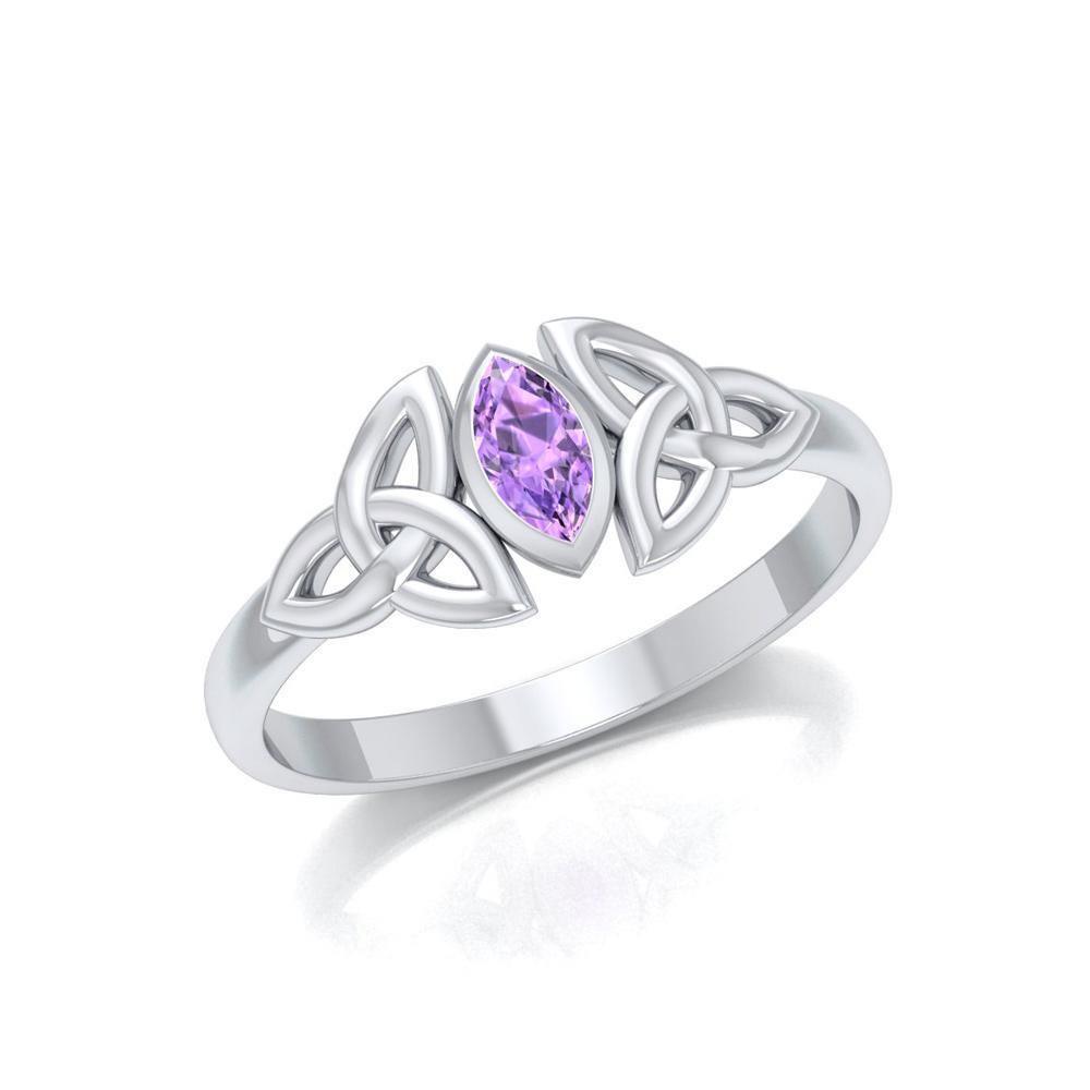 As precious as you are ~ Sterling Silver Celtic Knotwork Birthstone Ring with Gemstone TRI936