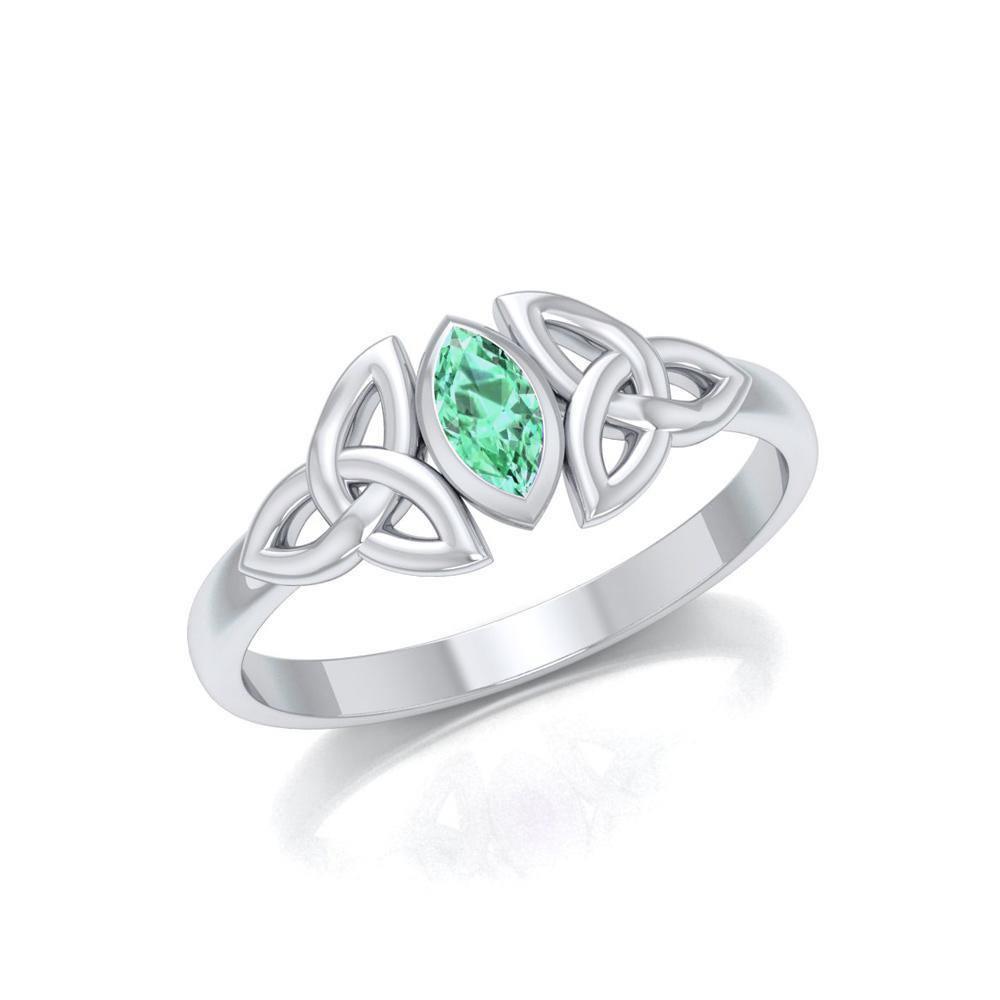 As precious as you are ~ Sterling Silver Celtic Knotwork Birthstone Ring with Gemstone TRI936