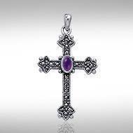 Medieval Cross Silver & Marcasite Pendant JP010 Pendant