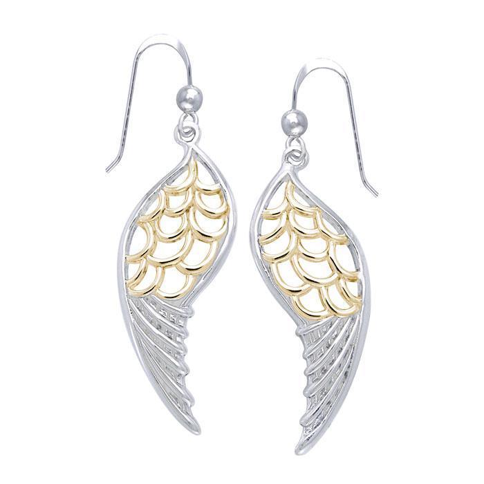 Feel the Angel’s Gentle Wings ~ Silver and Gold Jewelry Dangling Earrings MER1131 - Peter Stone Wholesale