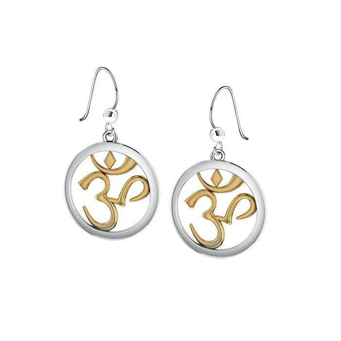 Om Gold Accent Silver Earrings MER1345