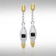 Black Magic Silver & Gold Pendant Earrings MER409 Earrings