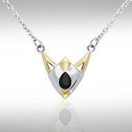 Black Magic Art Deco Triangle Silver & Gold Necklace MNC097 Necklace